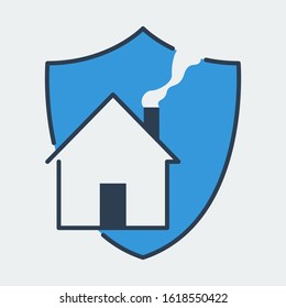 Vector icon made of shield and home picture on it. It represents home protection and safety