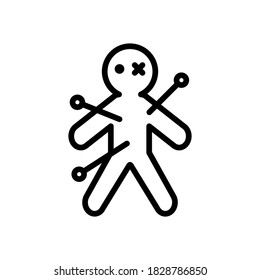 Vector icon of a magic doll. Draw with lines.