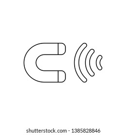 Vector icon of magnet attracting. Black outlines. 