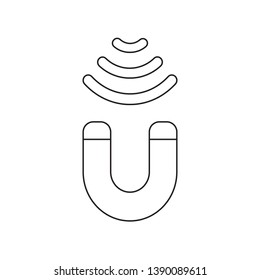 Vector icon of magnet attracting. Black outlines.