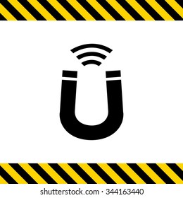 Vector icon of magnet with magnetic force indication