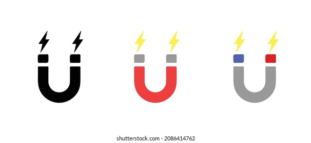 Vector icon of magnet. Modern style flat line icon of magnet isolated on white background in two different color concept