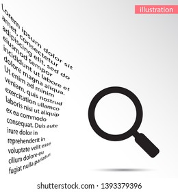 Vector icon magnifier 10 EPS . Lorem Ipsum Illustration design