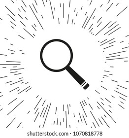 vector icon magnifier against the background of the rays