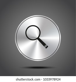 vector icon magnifier metallic isolated on dark background