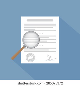 Vector icon - magnifier and paper document