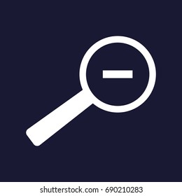 Vector icon of the magnifying glass, object decrease, distance