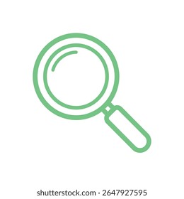 Vector icon of a magnifying glass, representing search and zoom, flat minimalistic style, isolated