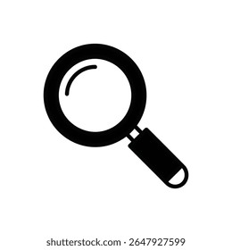Vector icon of a magnifying glass, representing search and zoom, flat minimalistic style, isolated