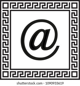 vector icon Mail framed with Greek EPS ornament