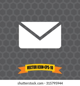 Vector Icon of Mail-Envelope on Dark Gray Background. Eps.10.