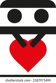 Vector icon, making love, couple in a bed with a heart. Couple sexual relations. Sex. Sleep together. Love in the couple. Marriage. 