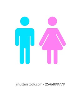 Vector icon of male and female, male and female toilet symbols flat design