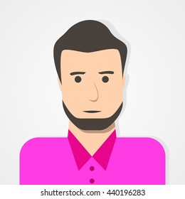 Vector icon of man character, faces avatar.