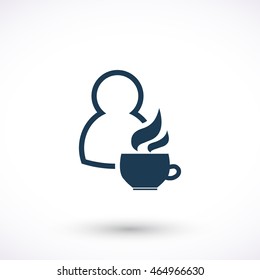 Vector icon with a man and coffee.