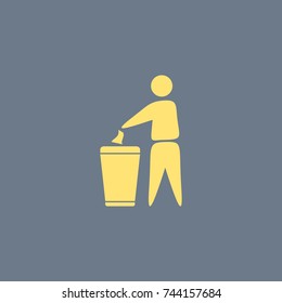 Vector icon of Man & Dustbin. Eps-10.
