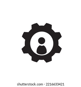 vector icon of a man and a gear isolated on a white background, flat design style