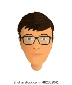 vector icon, man with glasses