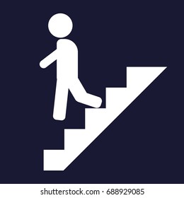 Vector icon of a man goes down the stairs, on the career ladder