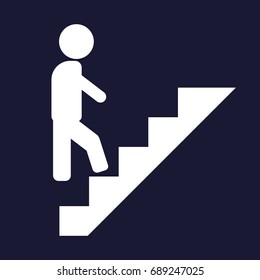 Vector icon of a man goes up the stairs, on the career ladder
