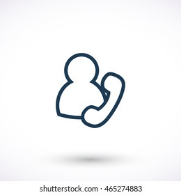 Vector icon with a man and handset.