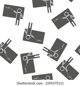 Vector Icon man near the blackboard. Teacher seamless pattern on a white background.
