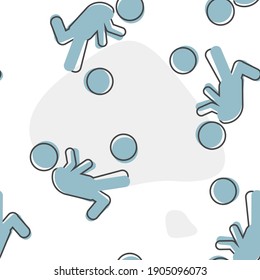  Icono vector jugando a la pelota. Estilo de caricatura de jugador de fútbol. Jugador de fútbol con un patrón sin fisuras en un fondo blanco.