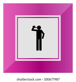 Vector icon of man silhouette holding bottle and drinking 