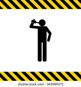 Vector icon of man silhouette holding bottle and drinking 