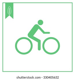 Vector icon of man silhouette riding bicycle