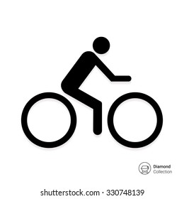 Vector icon of man silhouette riding bicycle