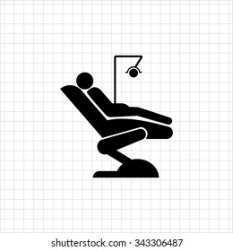 Vector Icon Of Man Silhouette Sitting In Dentist Chair