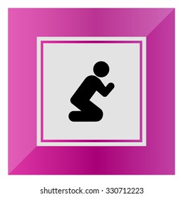Vector icon of man silhouette standing on knees and praying