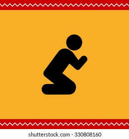 Vector icon of man silhouette standing on knees and praying