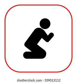 Vector icon of man silhouette standing on knees and praying