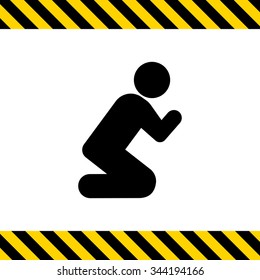 Vector icon of man silhouette standing on knees and praying