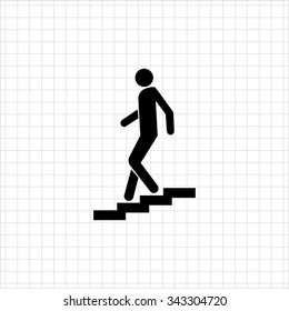 Vector icon of man silhouette walking down staircase