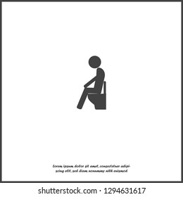 Vector icon man sitting on the toilet. Businessman on white isolated background.Layers grouped for easy editing illustration. For your design.