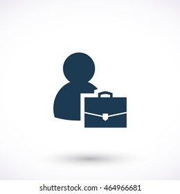 Vector icon with a man and suitcase.