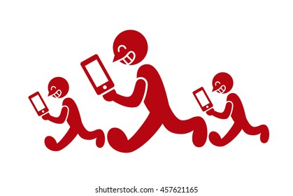 vector icon of the man texting while walking