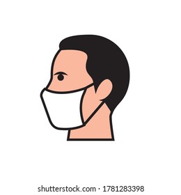 Vector icon of a man wearing a face mask