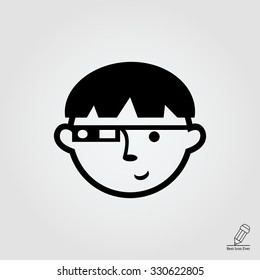 Vector icon of man wearing smart glasses