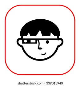 Vector icon of man wearing smart glasses