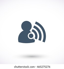 Vector icon with a man and Wi Fi.