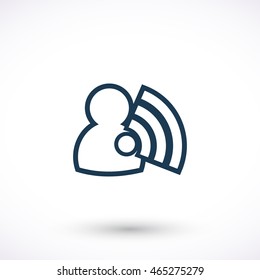 Vector icon with a man and Wi Fi.