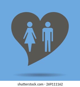 Vector icon with man and woman. Simple illustration with figures of peoples.