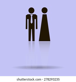 Vector icon with man and woman. Simple illustration with figures of peoples.