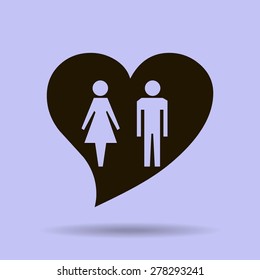 Vector icon with man and woman. Simple illustration with figures of peoples.