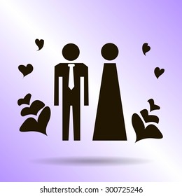 Vector icon with man and woman. Simple illustration with figures of peoples.