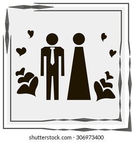 Vector icon with man and woman. Simple illustration with figures of peoples